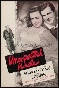 1t2043 UNEXPECTED UNCLE pressbook 1941 great images of pretty Anne Shirley & James Craig, ultra rare!