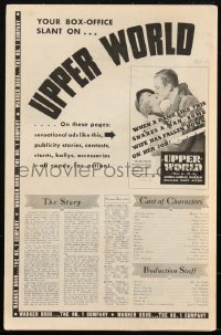 1t2045 UPPER WORLD pressbook 1934 Warren William, Mary Astor, Ginger Rogers, Moore, ultra rare!