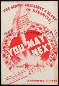 1t2065 YOU MAY BE NEXT pressbook 1935 Ann Sothern, Lloyd Nolan, G-Men shoot to kill, ultra rare!