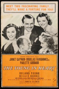 1t2067 YOUNG IN HEART pressbook 1938 Janet Gaynor, Douglas Fairbanks Jr., Paulette Goddard, rare!