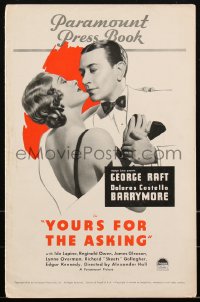 1t2069 YOURS FOR THE ASKING pressbook 1936 George Raft & pretty Dolores Costello Barrymore, rare!