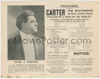 1t0033 CARTER THE GREAT magic program 1920s the world's inimitable magician on a tour of the world!