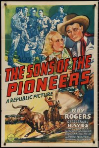 1t0943 SONS OF THE PIONEERS 1sh 1942 cool art of Roy Rogers, Bob Nolan & singing cowboys!