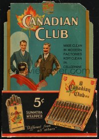 1t0384 CANADIAN CLUB die-cut 11x16 advertising poster 1930s made clean & kept clean in cellophane!