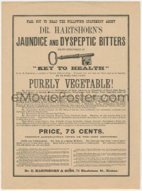 1t0148 DR. HARTSHORN'S JAUNDICE & DYSPEPTIC BITTERS 11x13 advertising flyer 1900s key to heatlh!
