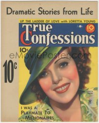 1t0155 TRUE CONFESSIONS 11x13 advertising poster June 1935 wonderful art of pretty Loretta Young!