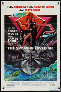 1t0946 SPY WHO LOVED ME 1sh 1977 great art of Roger Moore as James Bond by Bob Peak!