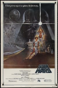 1t0954 STAR WARS style A fourth printing 1sh 1977 A New Hope, Jung art of Vader over Luke & Leia!