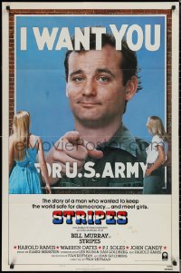 1t0957 STRIPES style B int'l 1sh 1981 Ivan Reitman classic military comedy, Bill Murray wants YOU!