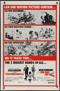 1t0973 THUNDERBALL/YOU ONLY LIVE TWICE 1sh 1971 Sean Connery's two biggest James Bonds of all!
