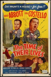 1t0974 TIME OF THEIR LIVES 1sh R1951 Abbott & Costello, Marjorie Reynolds, wacky sci-fi!