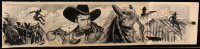1t0100 TOM MIX signed 8x33 original art 1950s great artwork of the cowboy hero on his horse!