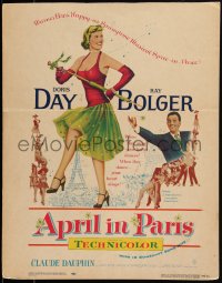 1t1608 APRIL IN PARIS WC 1953 great images of pretty Doris Day & wacky Ray Bolger in France!