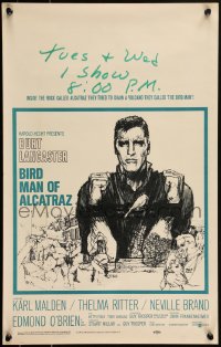 1t1613 BIRDMAN OF ALCATRAZ WC 1962 Burt Lancaster, the only art on this title by Bob Peak!