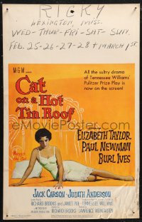 1t1618 CAT ON A HOT TIN ROOF WC 1958 classic artwork of Elizabeth Taylor as Maggie the Cat!