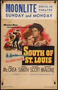 1t1676 SOUTH OF ST. LOUIS WC 1949 Joel McCrea, Alexis Smith, Zachary Scott & Malone in Missouri!