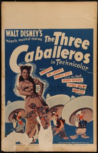 1t1682 THREE CABALLEROS WC 1944 Donald Duck, Panchito & Joe Carioca with sexy Aurora Miranda!