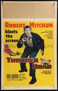 1t1683 THUNDER ROAD WC 1958 moonshiner Robert Mitchum trapped between T-Men & Terror Mob!