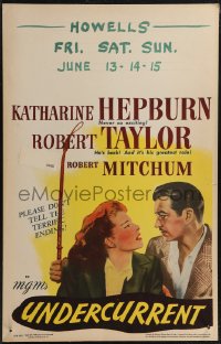 1t1686 UNDERCURRENT WC 1946 Katharine Hepburn wonders where Robert Taylor's brother is, ultra rare!