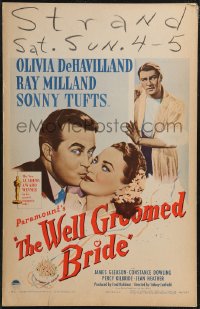 1t1688 WELL GROOMED BRIDE WC 1946 great art of Olivia de Havilland & Ray Milland kiss c/u, rare!