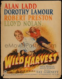 1t1690 WILD HARVEST WC 1947 c/u of Alan Ladd, sexy Dorothy Lamour laying in field, ultra rare!