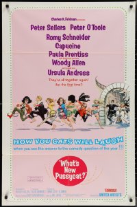 1t0986 WHAT'S NEW PUSSYCAT 1sh 1965 Frazetta art of Woody Allen, Peter O'Toole & sexy babes!