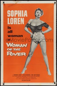 1t0992 WOMAN OF THE RIVER 1sh R1957 La Donna del fiume, full-length art of sexiest Sophia Loren!