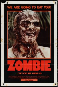1t0997 ZOMBIE 1sh 1980 Zombi 2, Lucio Fulci classic, gross c/u of undead, we are going to eat you!