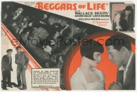 1t0536 BEGGARS OF LIFE herald 1928 Louise Brooks shown 5 times, including one large one, ultra rare!