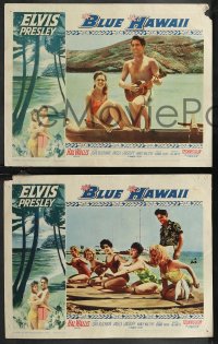 1t1503 BLUE HAWAII 5 LCs 1961 Elvis Presley singing with men & women on rock 'n' roll island!