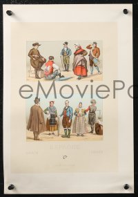 1t0382 LE COSTUME HISTORIQUE group of 2 French book pages 1880s great Auguste Racinet art!
