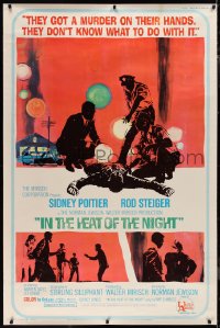 1w0061 IN THE HEAT OF THE NIGHT 40x60 1967 Poitier, Rod Steiger, Warren Oates, cool crime art!