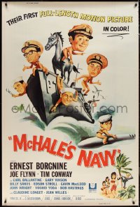1w0063 McHALE'S NAVY 40x60 1964 Joseph Smith art of Ernest Borgnine, Tim Conway & cast on ship!