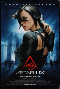 1w0761 AEON FLUX advance DS 1sh 2005 sexy futuristic Charlize Theron in black outfit!