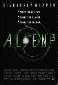 1w0763 ALIEN 3 1sh 1992 Sigourney Weaver, 3 times the danger, 3 times the terror!