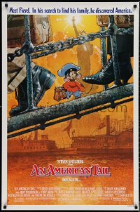 1w0773 AMERICAN TAIL 1sh 1986 Steven Spielberg, Don Bluth, art of Fievel the mouse by Drew Struzan!