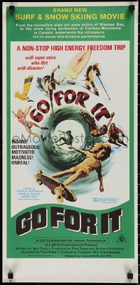 1w0116 GO FOR IT Aust daybill 1976 cool surfing, skateboarding & extreme sports art!