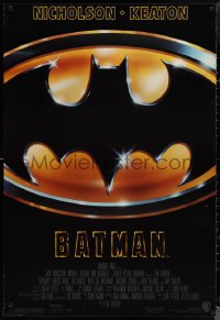 1w0786 BATMAN 1sh 1989 directed by Tim Burton, cool image of Bat logo, new credit design!