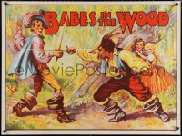 1w0396 BABES IN THE WOOD stage play British quad 1930s artwork of kids watching men duelling!