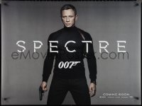 1w0422 SPECTRE teaser DS British quad 2015 cool image of Daniel Craig as James Bond 007 with gun!