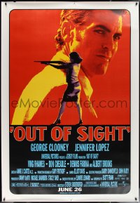 1w0053 OUT OF SIGHT DS bus stop 1998 Steven Soderbergh, cool image of George Clooney, Jennifer Lopez!