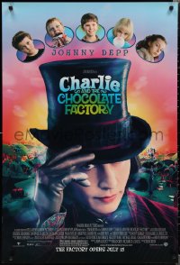 1w0832 CHARLIE & THE CHOCOLATE FACTORY advance DS 1sh 2005 Depp as Willy Wonka!