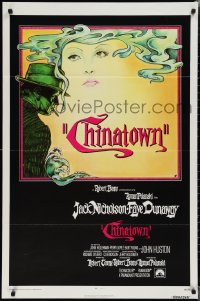 1w0833 CHINATOWN int'l 1sh 1974 Roman Polanski, Jim Pearsall art of smoking Jack Nicholson & Faye Dunaway!