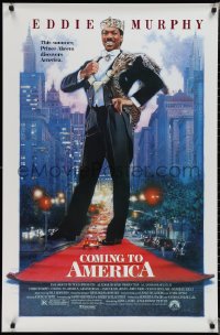 1w0842 COMING TO AMERICA 1sh 1988 great artwork of African Prince Eddie Murphy by Drew Struzan!