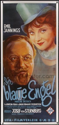 1w0019 BLUE ANGEL 33x71 German commercial poster 1980s Dietrich, Jannings from original poster!
