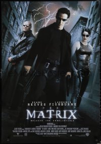 1w0285 MATRIX lightning style 27x39 French commercial poster 2000s Keanu Reeves, Moss, Fishburne!