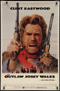 1w0288 OUTLAW JOSEY WALES 23x35 commercial poster 1976 Eastwood is an army of one, art by Roy Andersen!