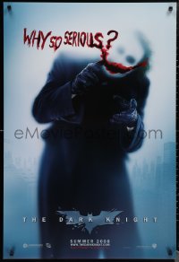 1w0852 DARK KNIGHT teaser DS 1sh 2008 great image of Heath Ledger as the Joker, why so serious?