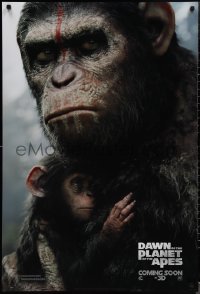 1w0855 DAWN OF THE PLANET OF THE APES style B int'l teaser DS 1sh 2014 close-up of Caesar w/ his son!