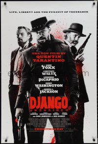 1w0866 DJANGO UNCHAINED advance DS 1sh 2012 cast image of Jamie Foxx, Christoph Waltz, and DiCaprio!